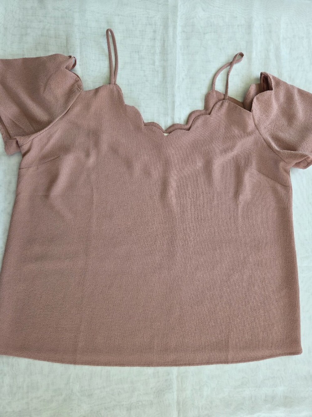 Monteau Dusty Pink Scalloped Neck Camisole Top